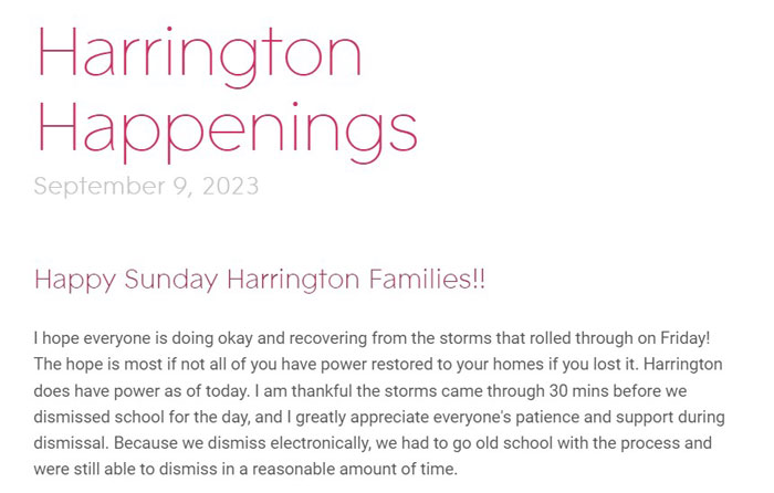 Harrington Elementary School Happenings