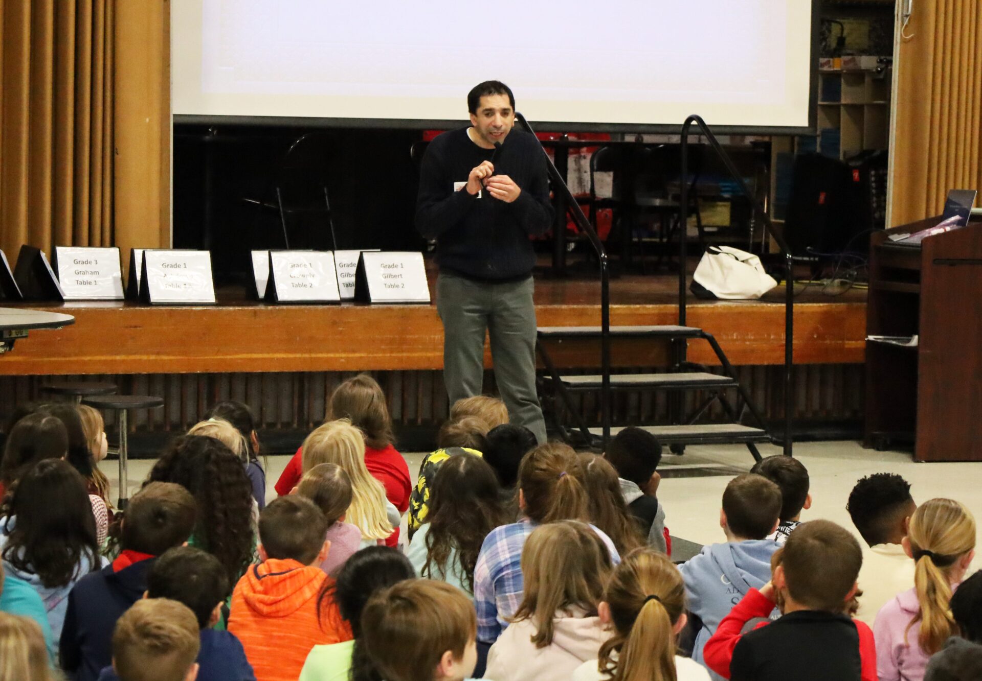 Sam Drazin, an internationally recognized educator and founder of Changing Perspectives, held an assembly for first and second grade students at Harrington Elementary School in Chelmsford on Monday, January 12, 2026.
