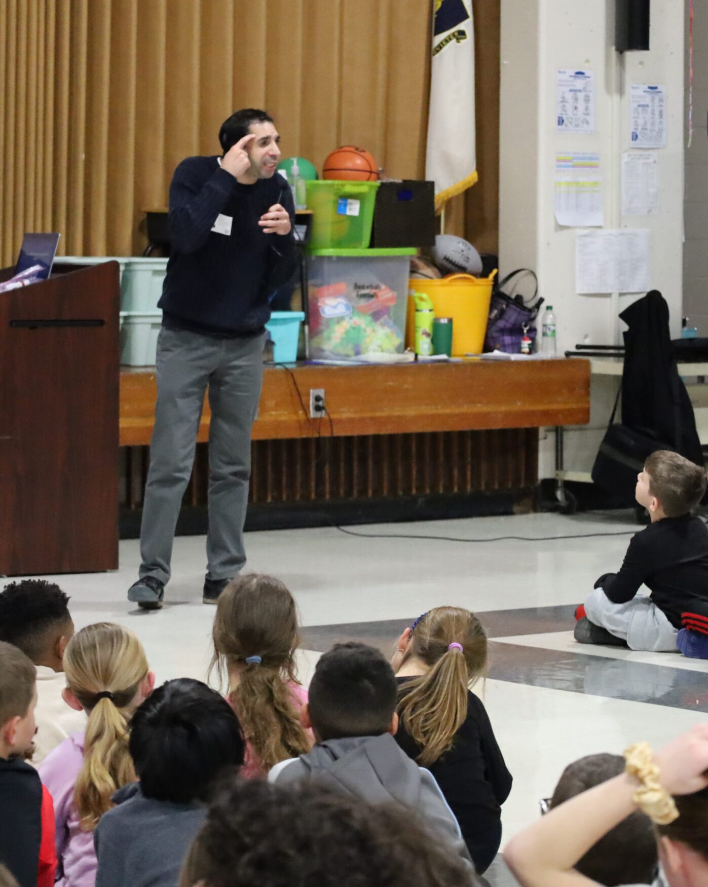 Sam Drazin, an internationally recognized educator and founder of Changing Perspectives, held an assembly for first and second grade students at Harrington Elementary School in Chelmsford on Monday, January 12, 2026.