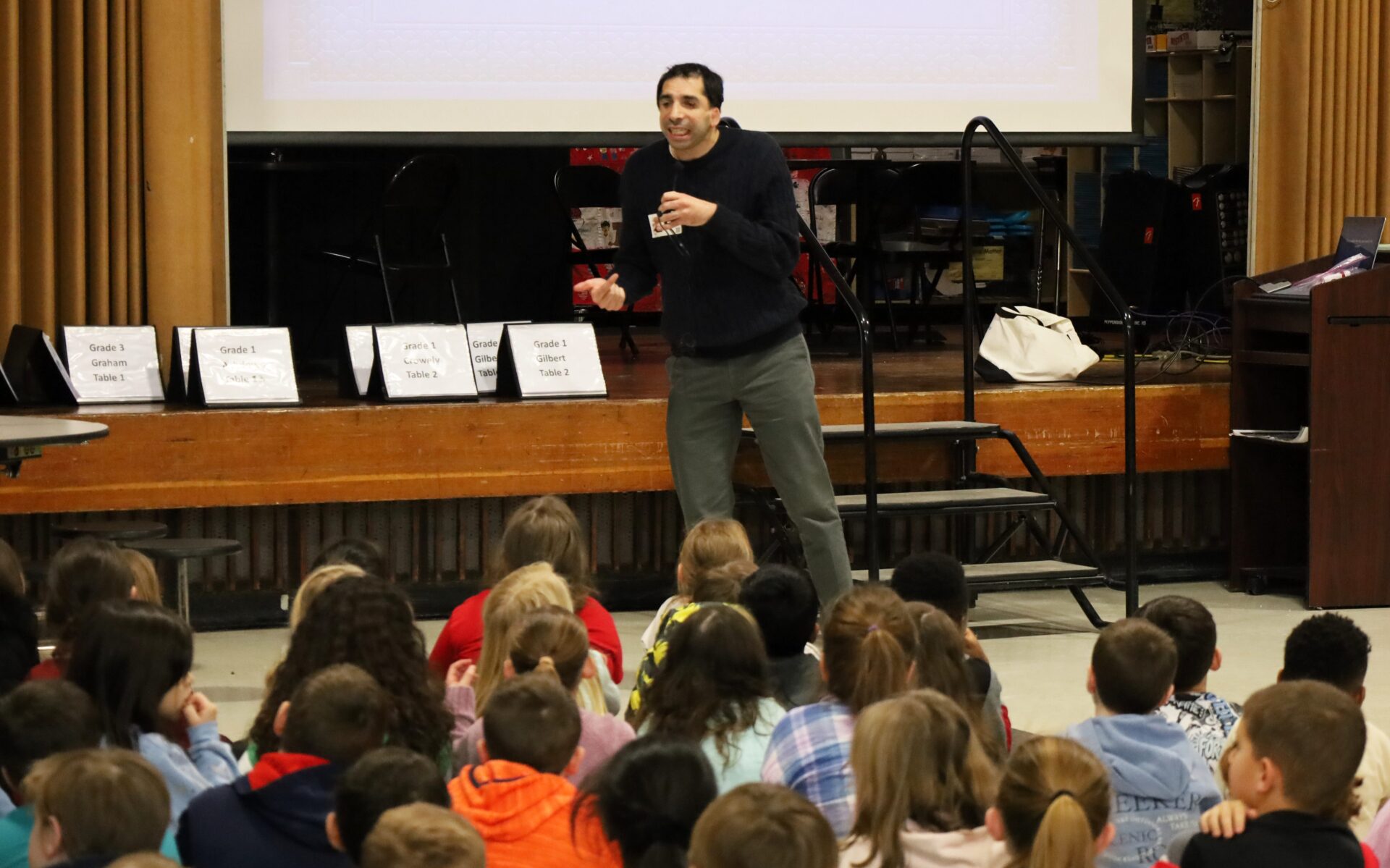 Sam Drazin, an internationally recognized educator and founder of Changing Perspectives, held an assembly for first and second grade students at Harrington Elementary School in Chelmsford on Monday, January 12, 2026.