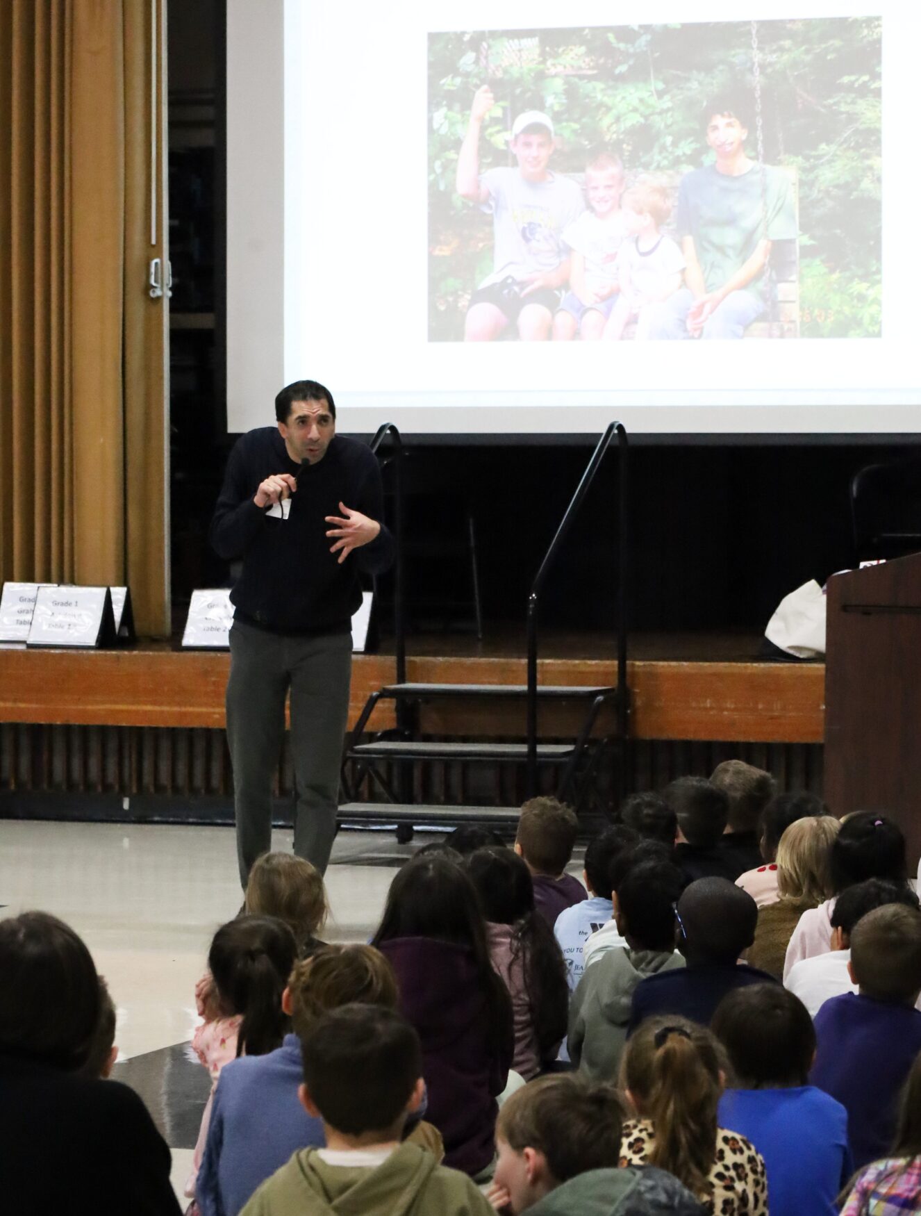 Sam Drazin, an internationally recognized educator and founder of Changing Perspectives, held an assembly for first and second grade students at Harrington Elementary School in Chelmsford on Monday, January 12, 2026.
