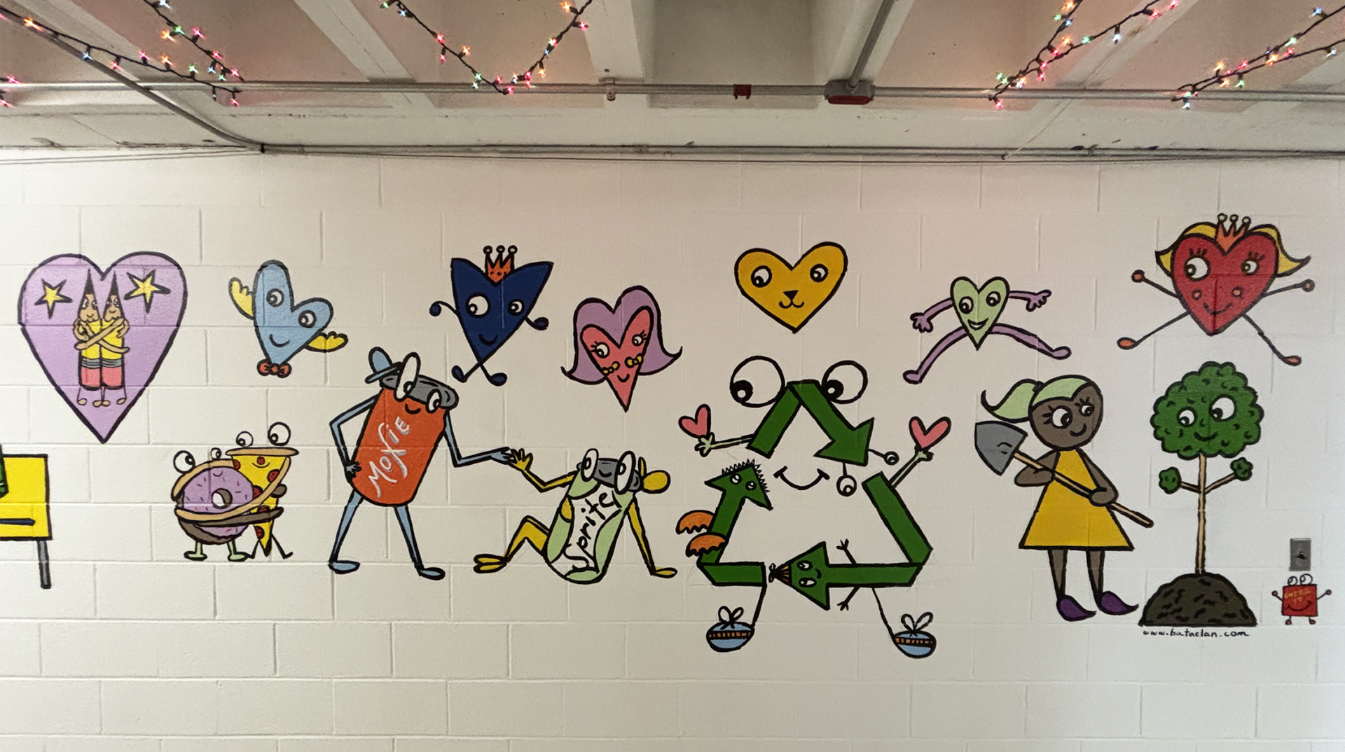 IMG_3360 A section of Bren Bataclan's completed mural in the hallway at Harrington Elementary School.