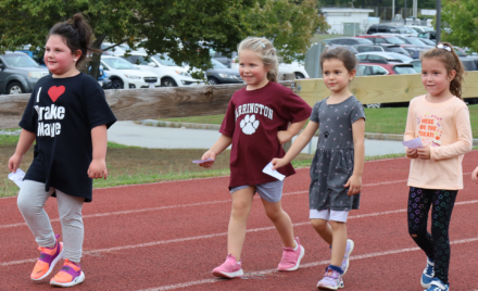 Kindergarteners participate in the Harrington Elementary School Walk-A-Thon on Friday, October. 2, 2026.