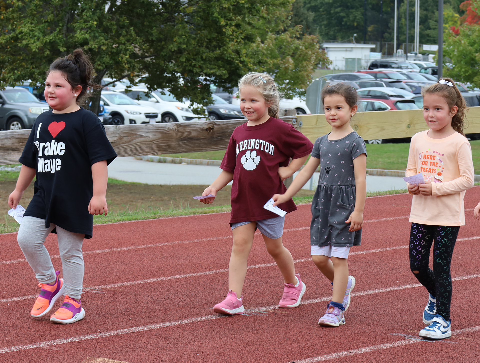Kindergarteners participate in the Harrington Elementary School Walk-A-Thon on Friday, October. 2, 2026.