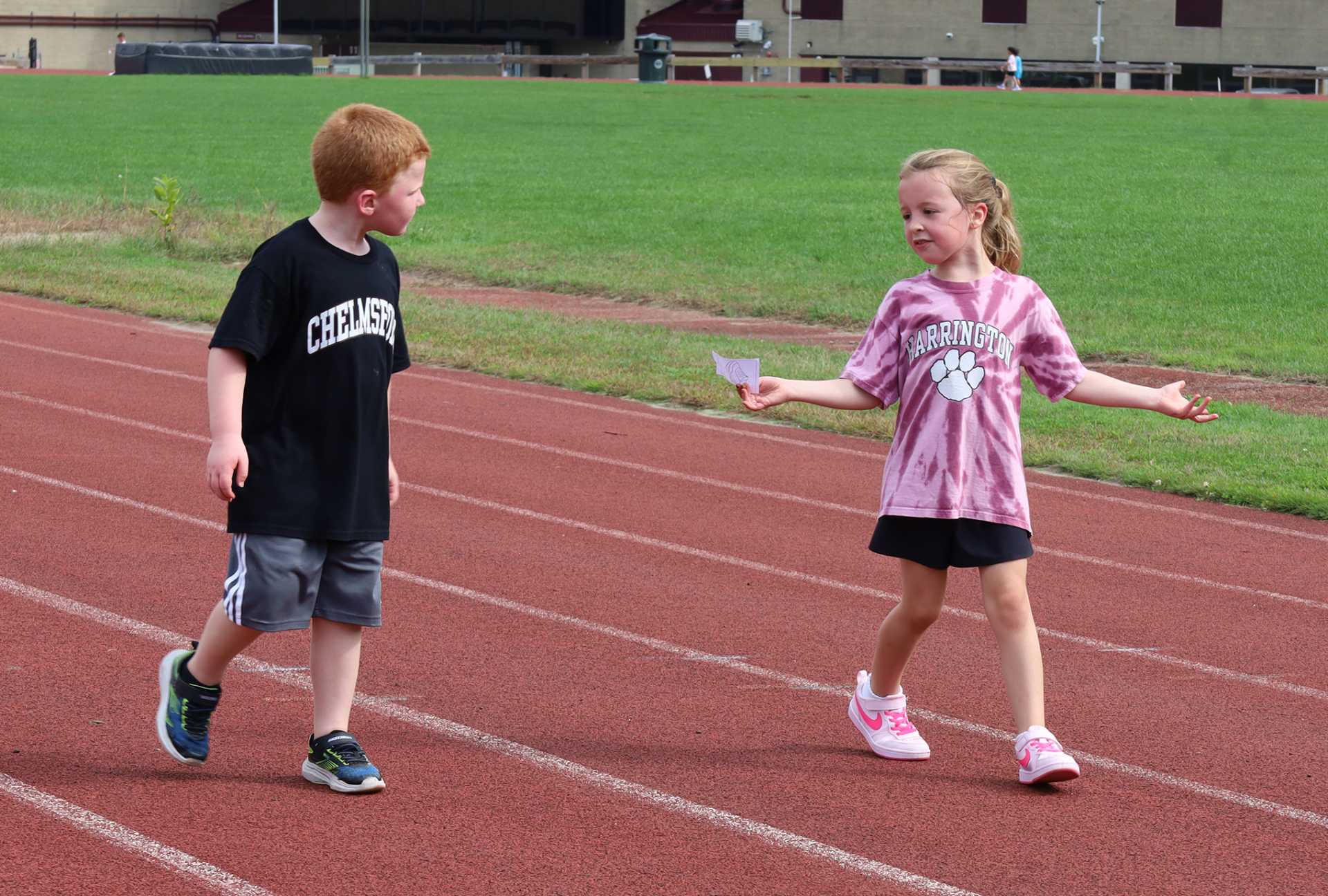 Kindergarteners participate in the Harrington Elementary School Walk-A-Thon on Friday, October. 2, 2026.