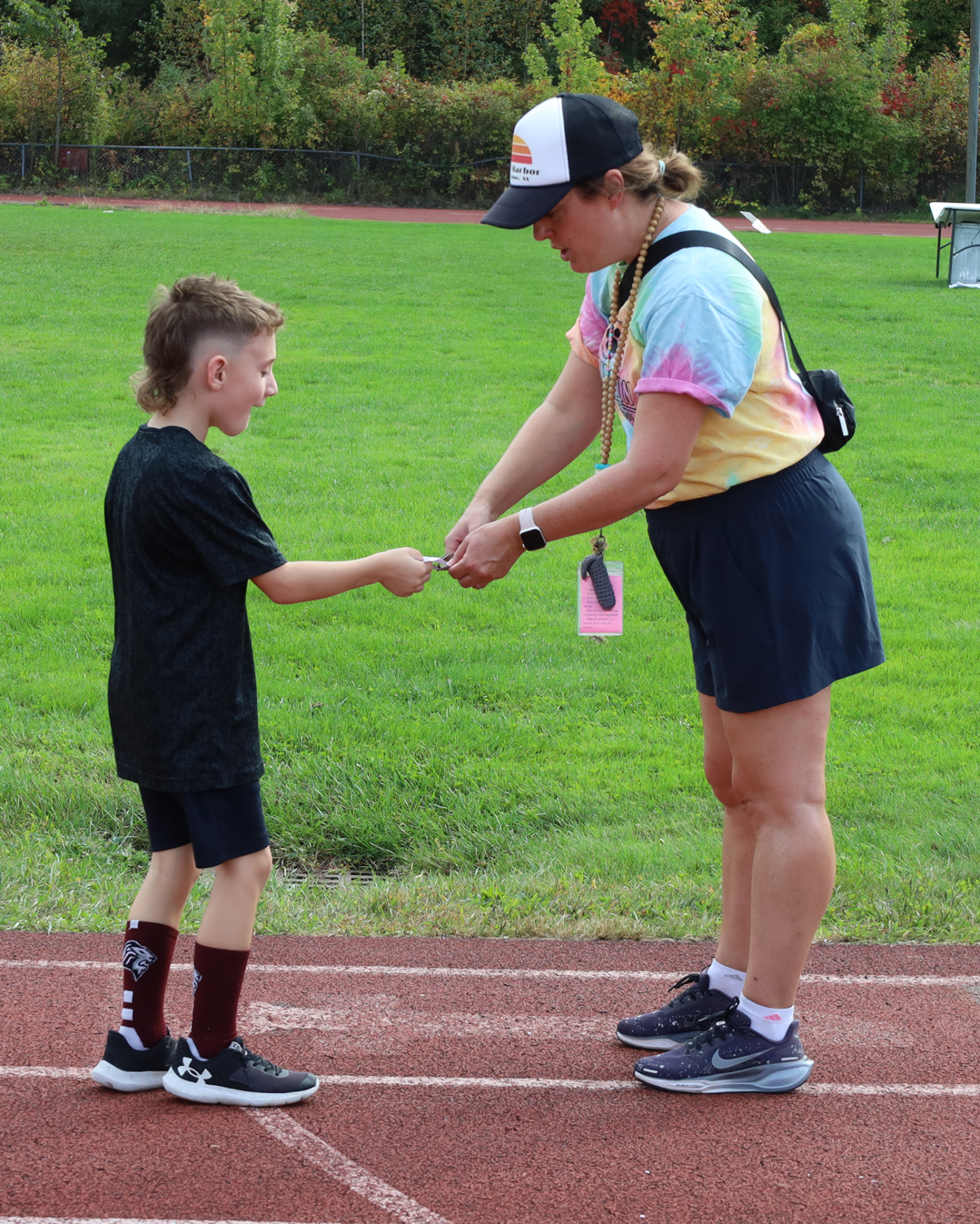 First grade students participate in the Harrington Elementary School Walk-A-Thon on Friday, October. 2, 2026.
