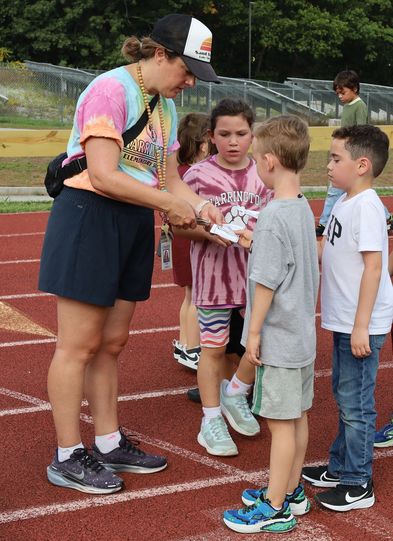 First grade students participate in the Harrington Elementary School Walk-A-Thon on Friday, October. 2, 2026.