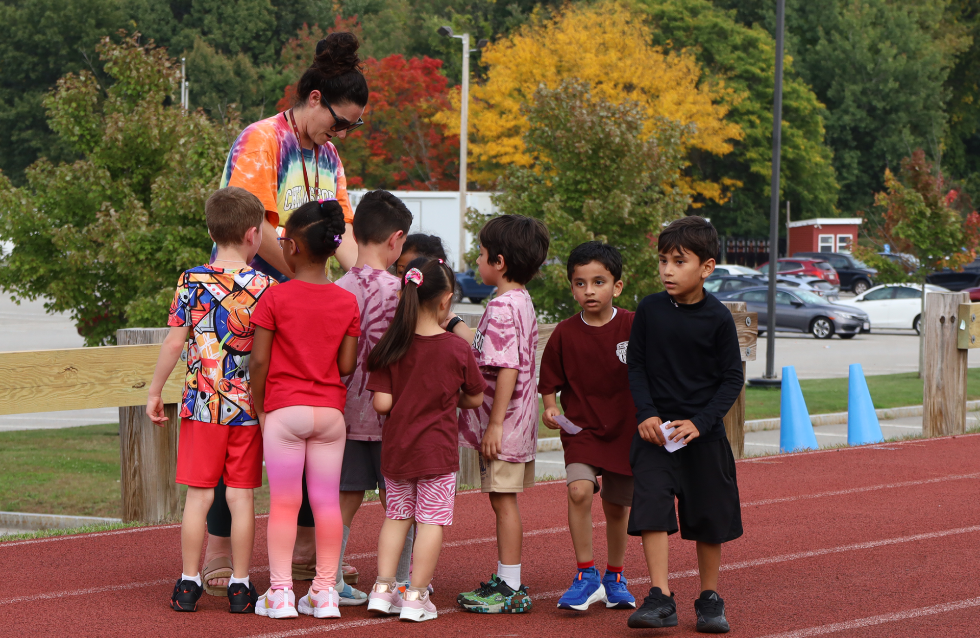 First grade students participate in the Harrington Elementary School Walk-A-Thon on Friday, October. 2, 2026.