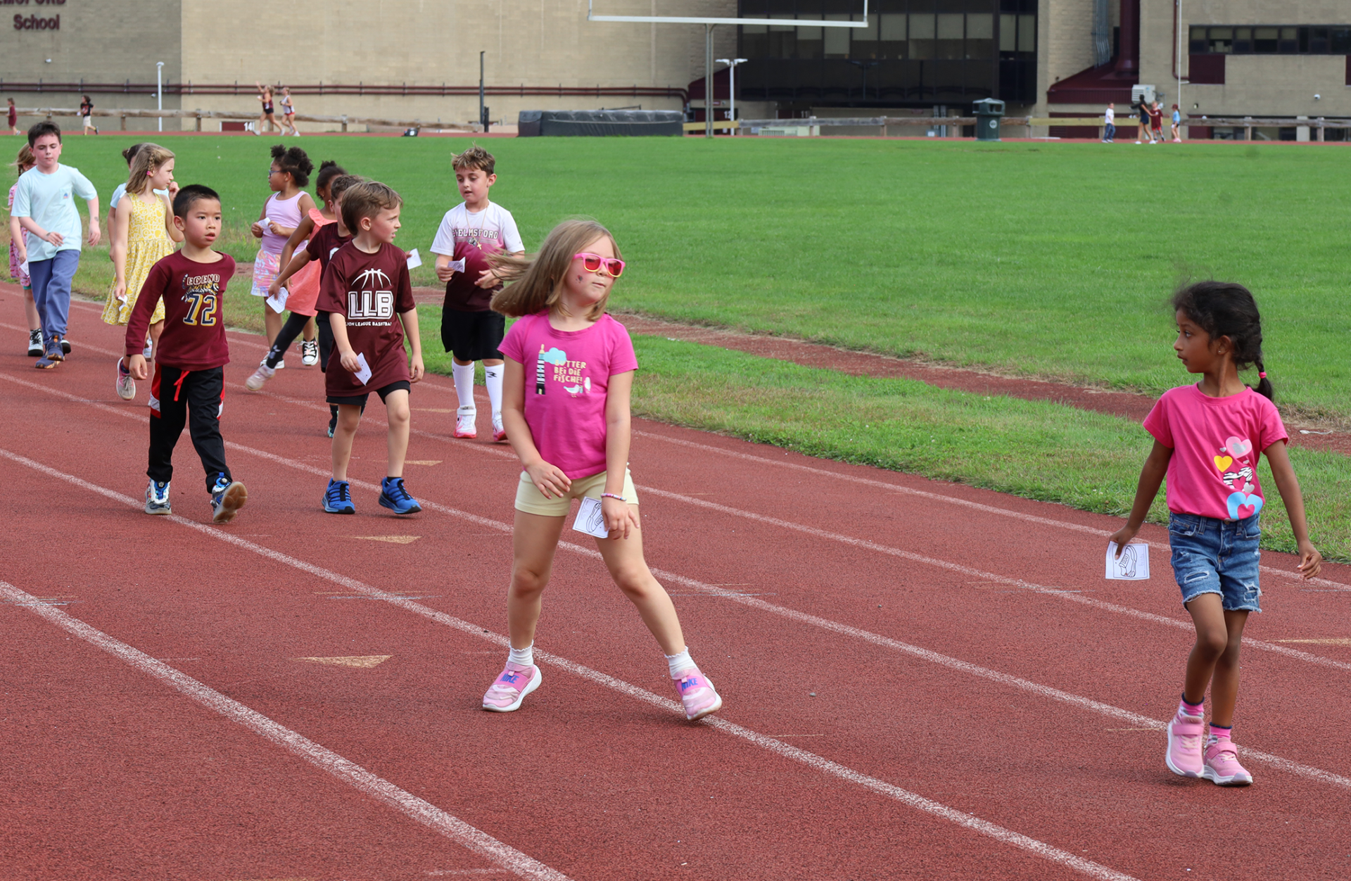 First grade students participate in the Harrington Elementary School Walk-A-Thon on Friday, October. 2, 2026.