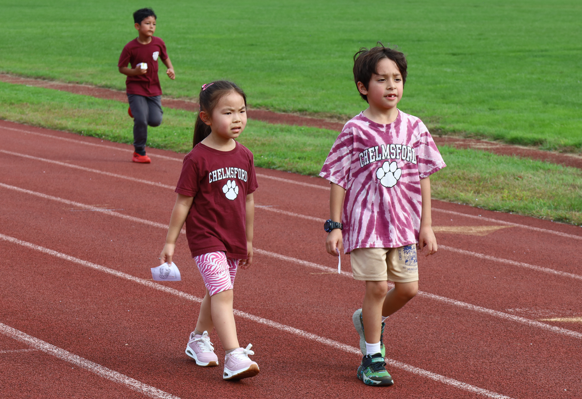 First grade students participate in the Harrington Elementary School Walk-A-Thon on Friday, October. 2, 2026.